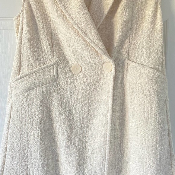 Zara Structure Ivory Tweed Longline Vest Sz XL - Picture 4 of 12